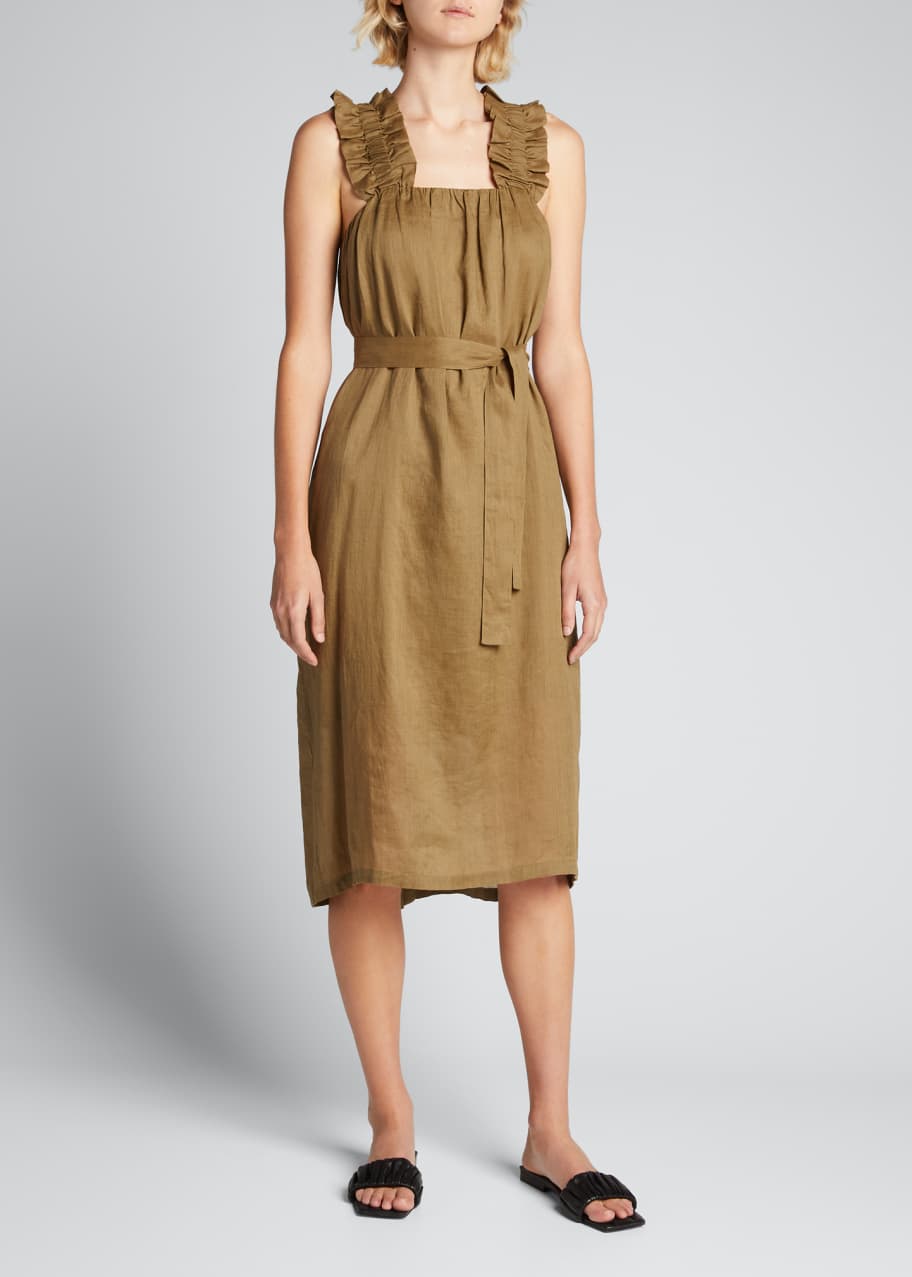 FRAME Ruffle-Strap Belted Midi Dress - Bergdorf Goodman