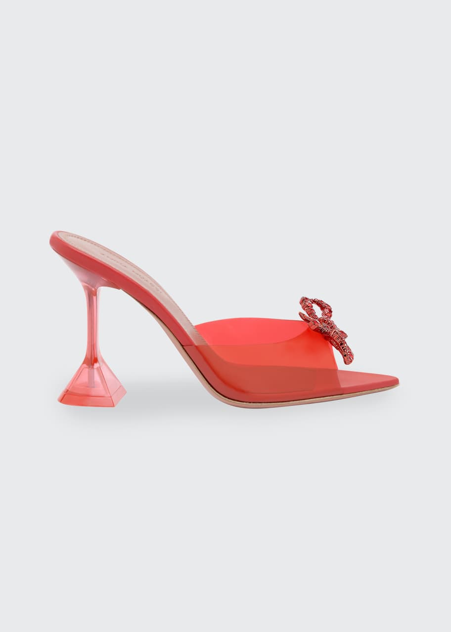 Amina Muaddi Rosie Crystal-Bow Clear Pedestal Sandals - Bergdorf Goodman