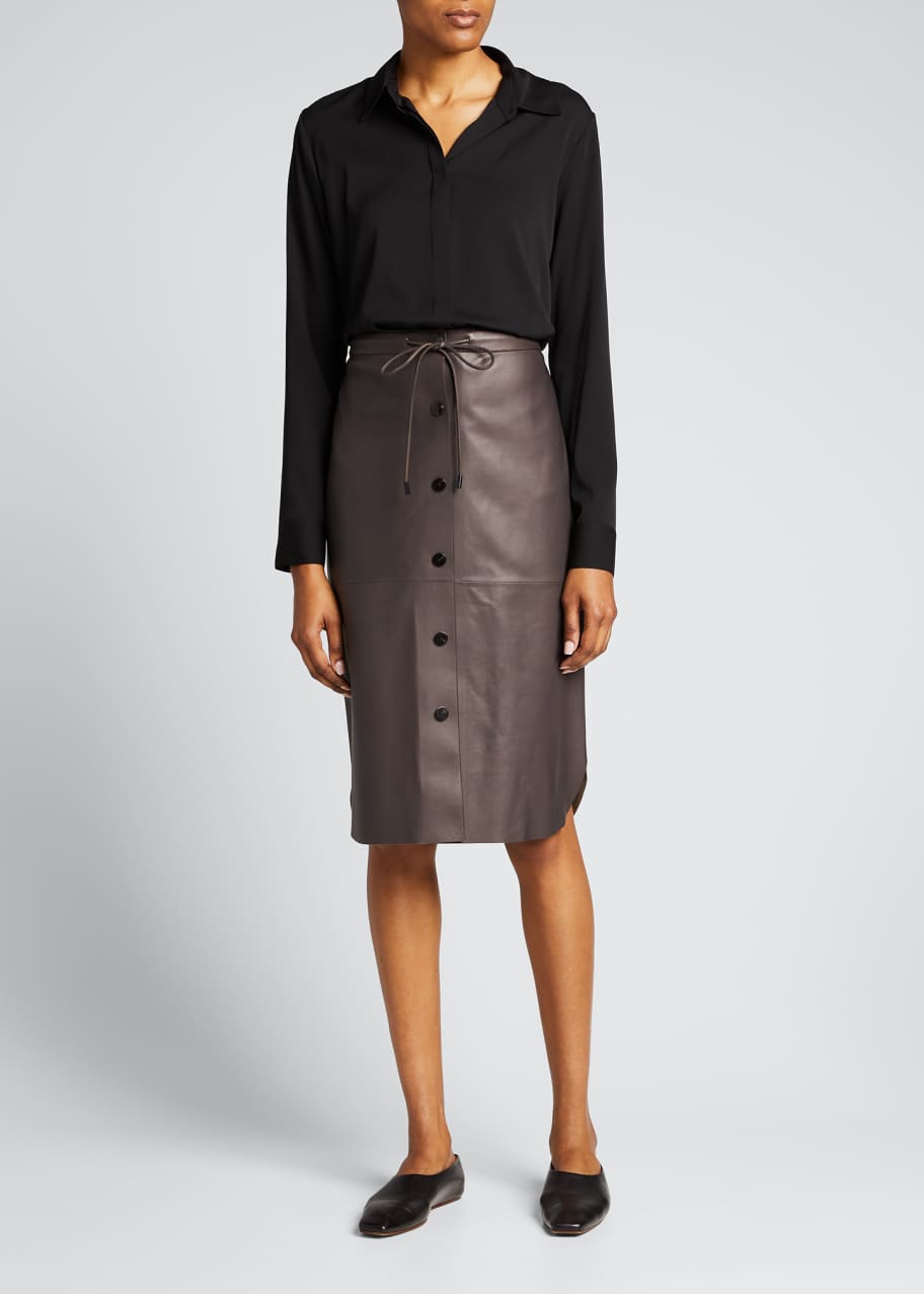 Button front leather skirt sale