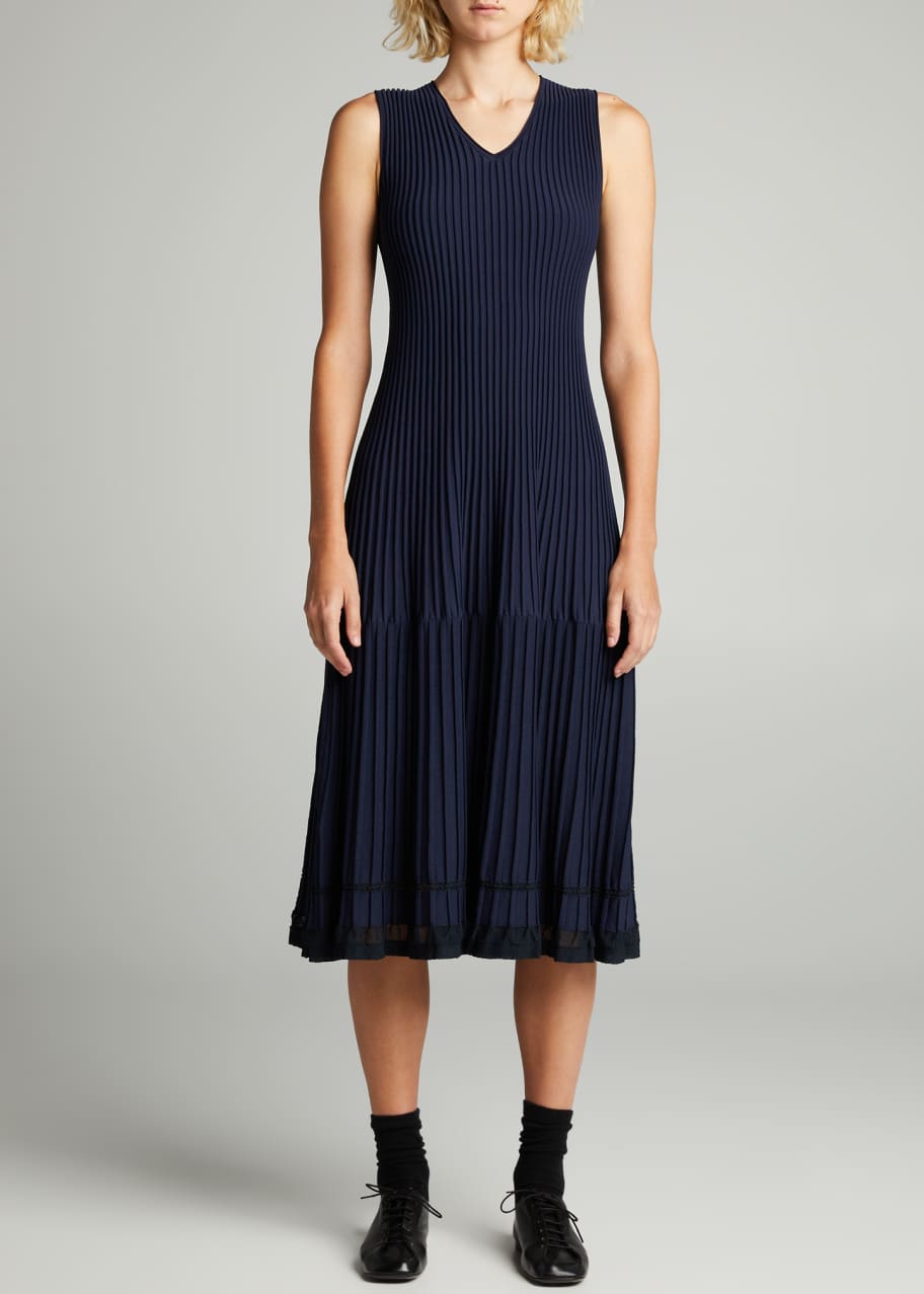 knee length dresses for ladies Sleeveless Rib Knit Midi Dress main image 1
