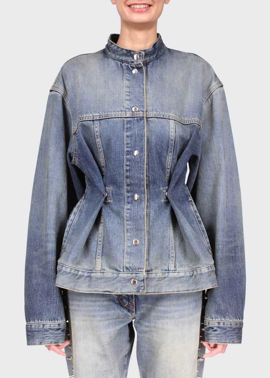 Givenchy Cinched Snap-Waist Denim Jacket - Bergdorf Goodman