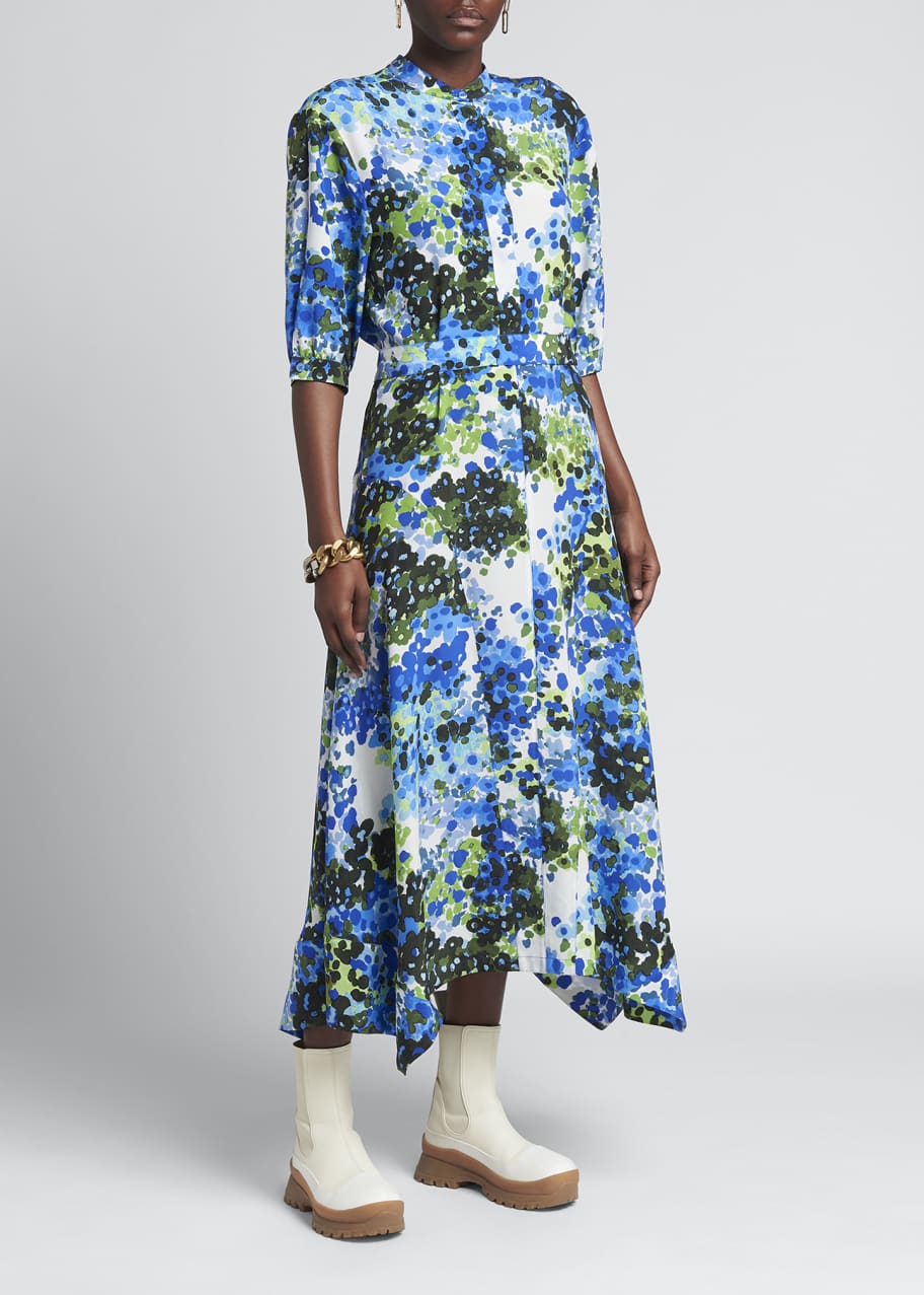 Stella McCartney Olivia Slit-Sleeve Printed Midi Dress - Bergdorf Goodman