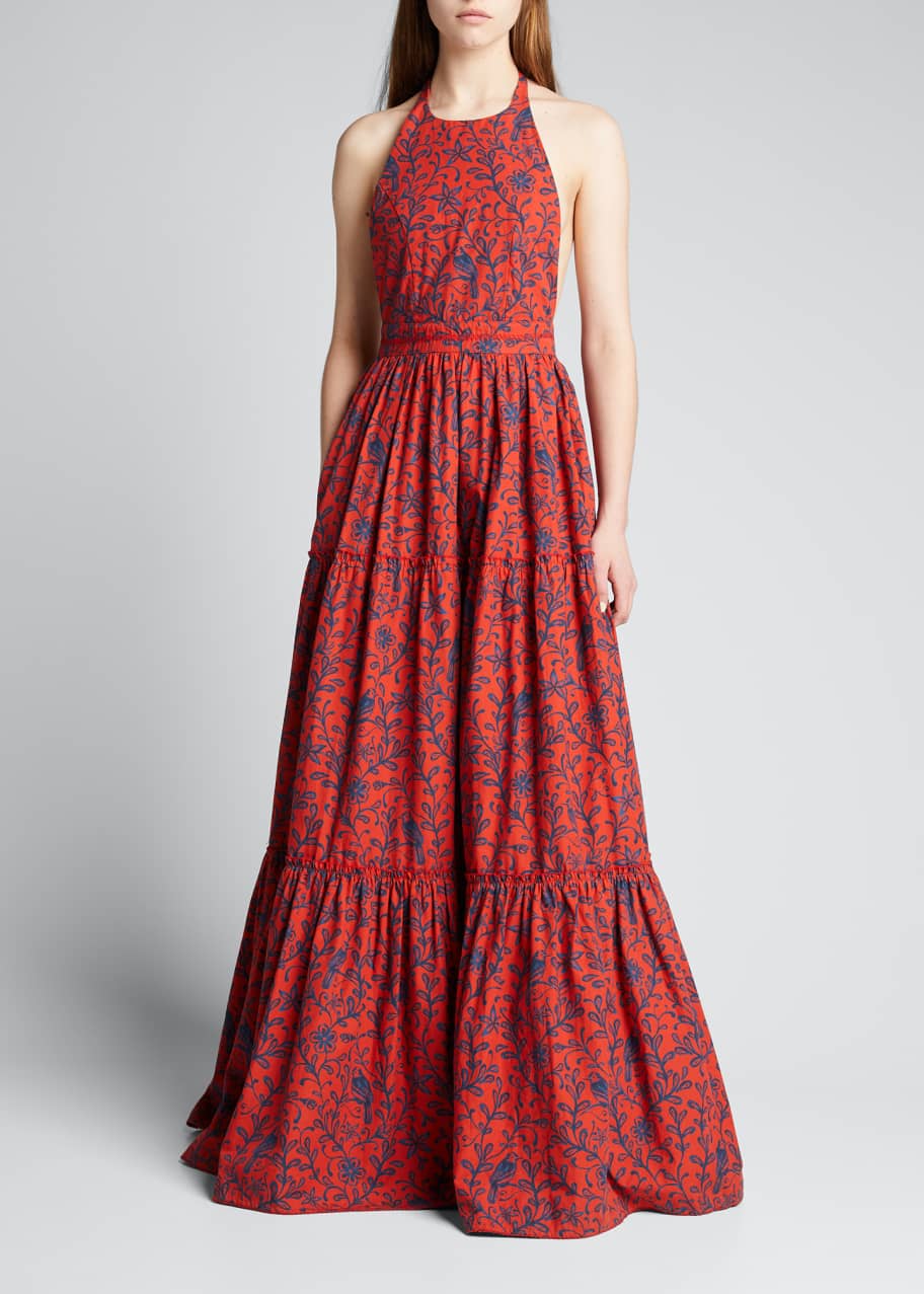 Agua by Agua Bendita Naranja Tiered Cotton Halter Maxi Dress - Bergdorf  Goodman