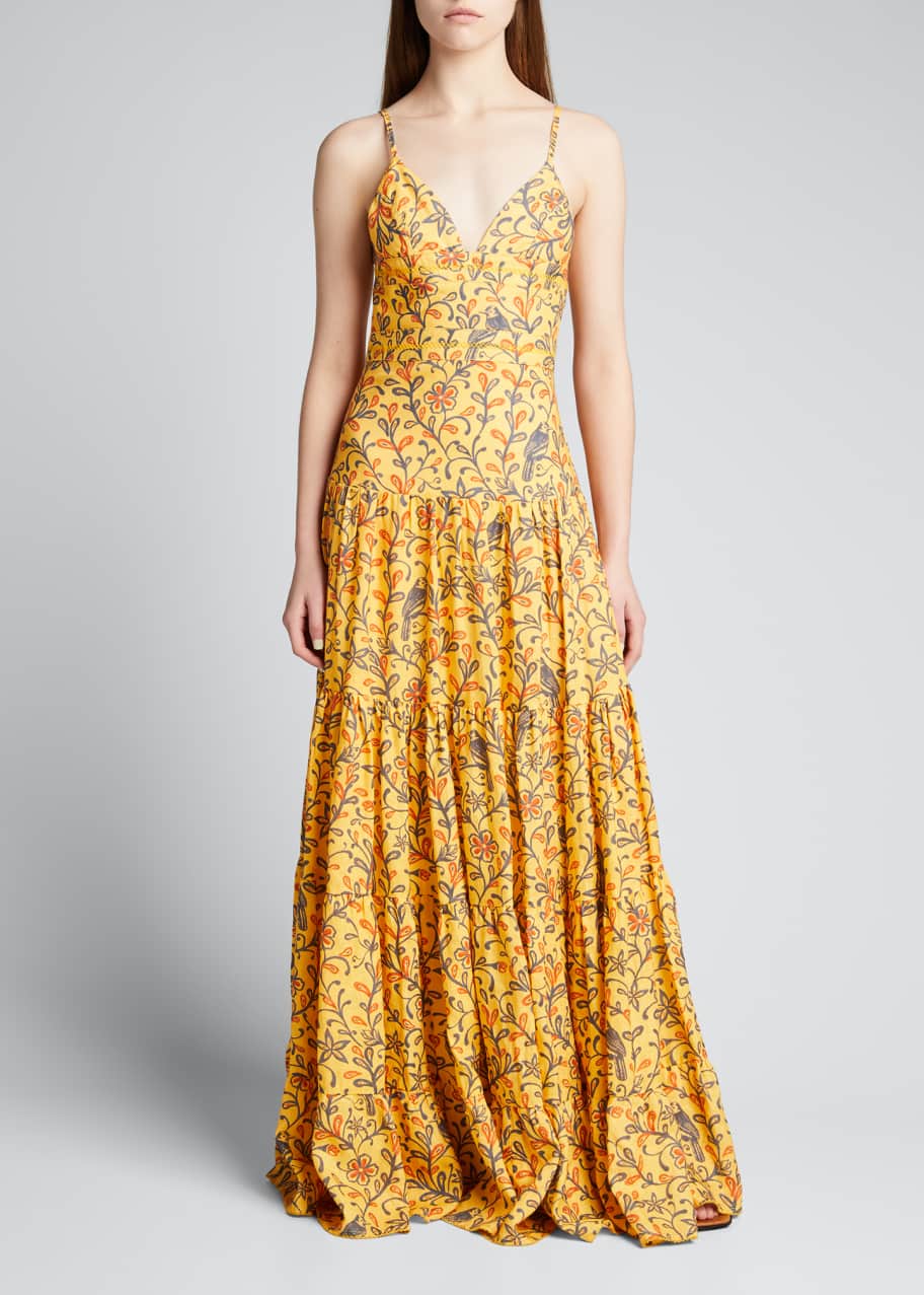 Agua by Agua Bendita Narciso Tiered Linen Maxi Dress - Bergdorf Goodman