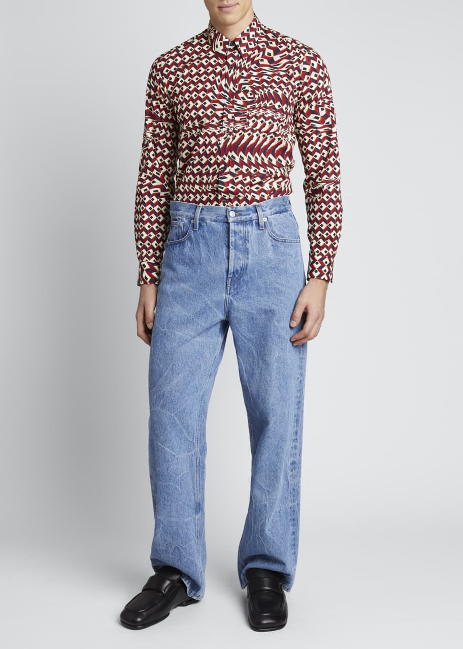 Dries Van Noten Men's Pine Relaxed-Fit Light-Wash Jeans