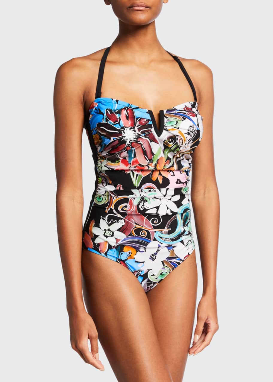 Shan Orchid Notched One Piece Swimsuit Bergdorf Goodman