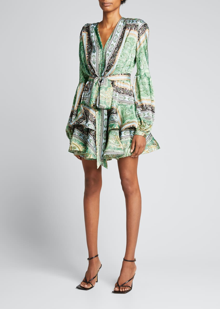 Bronx and Banco Bedouin Paisley Long-Sleeve Mini Dress - Bergdorf Goodman