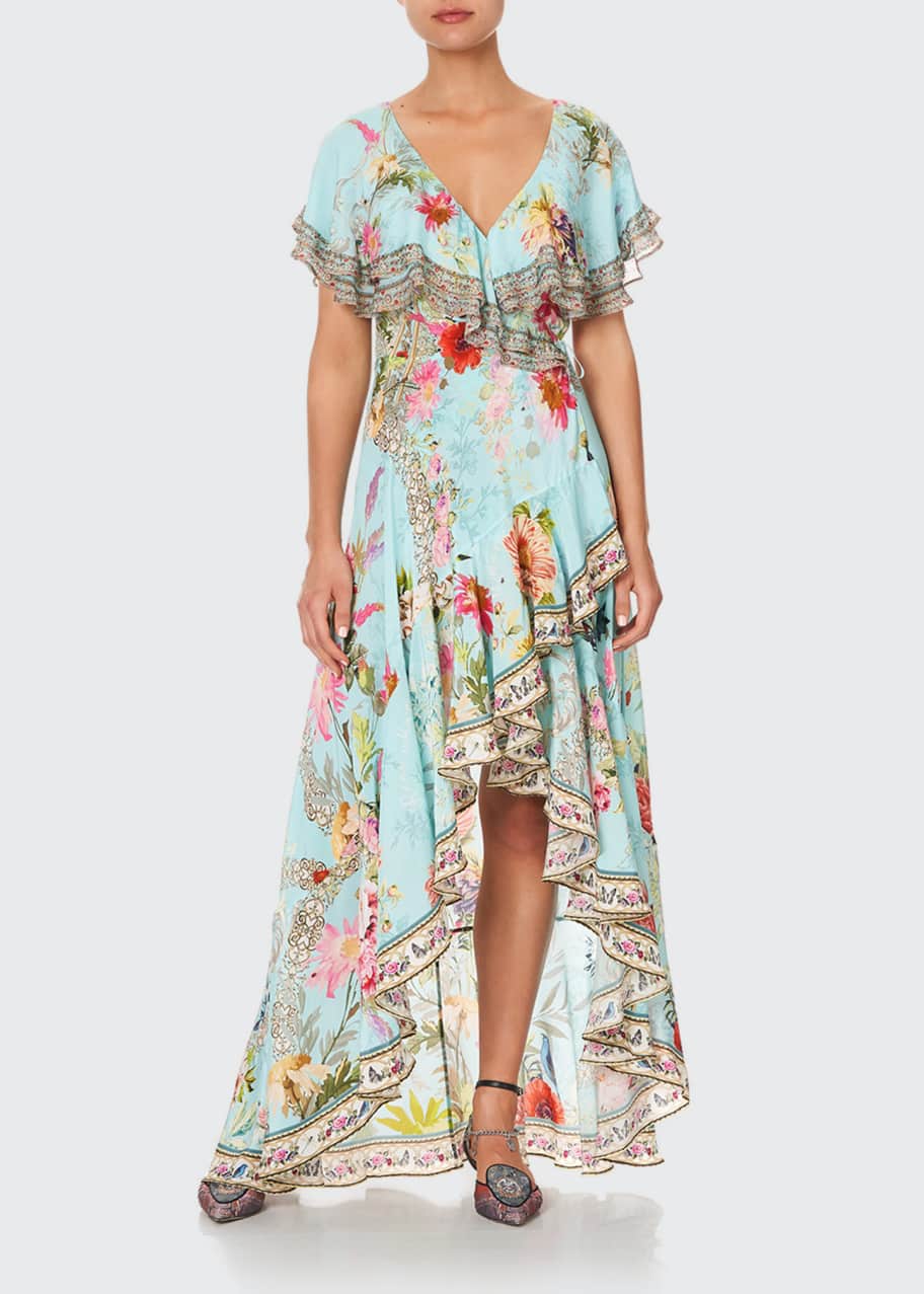 Camilla Frill Sleeve Long Floral Coverup Dress Bergdorf Goodman
