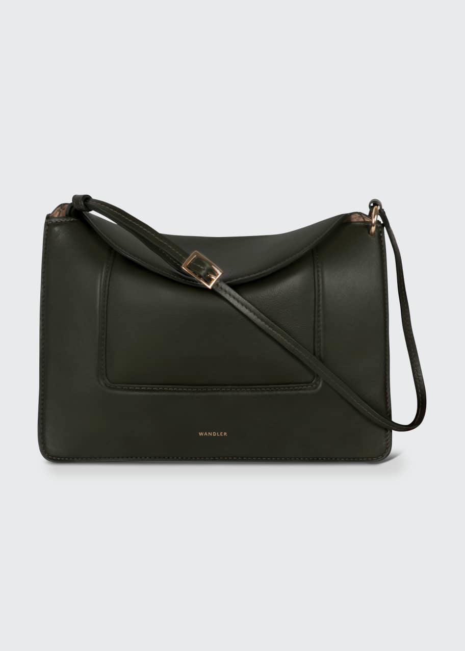 Wandler Penelope Italian Leather Flap Shoulder Bag, Pine Bergdorf Goodman