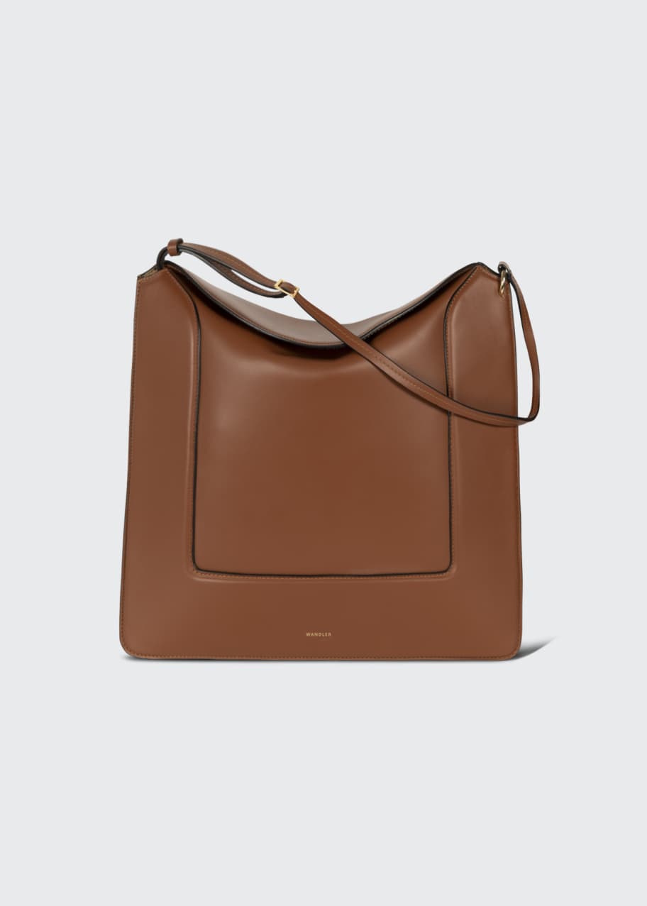 Wandler Penelope Italian Leather Flap Tote Bag, Tan Bergdorf Goodman