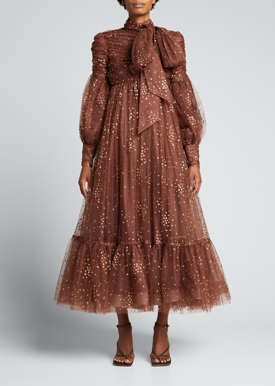 zimmermann glitter dress Tempo Ruched Glitter-Tulle Gown detachable dresses