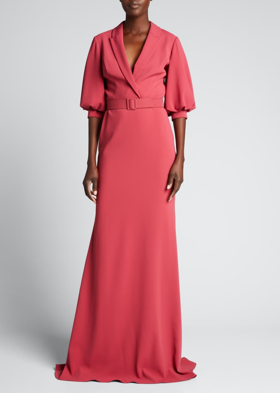 badgley mischka puff sleeve gown