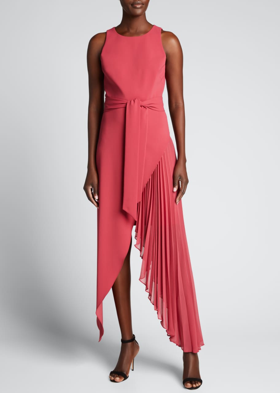 Badgley Mischka Collection Sleeveless Asymmetric Side-Pleat Dress -  Bergdorf Goodman