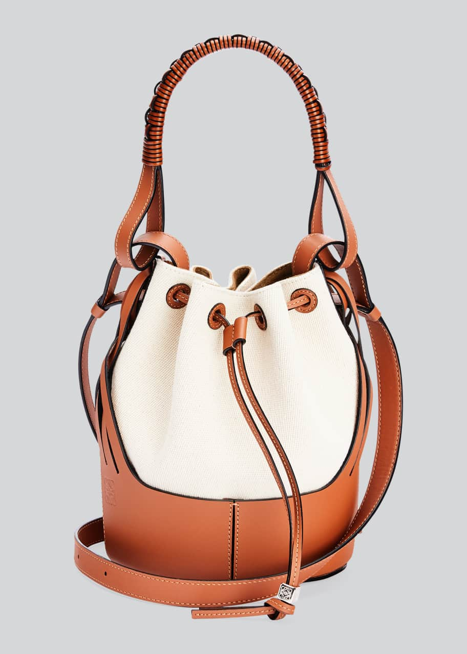 Loewe Balloon Mini Leather-trimmed Cotton-canvas Bucket Bag