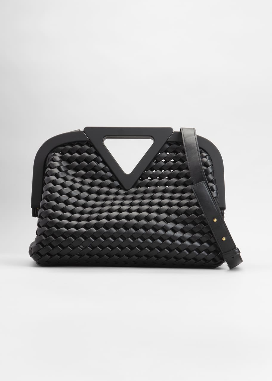 Bottega Point Slanted Intrecciato Triangle Top Handle Bag