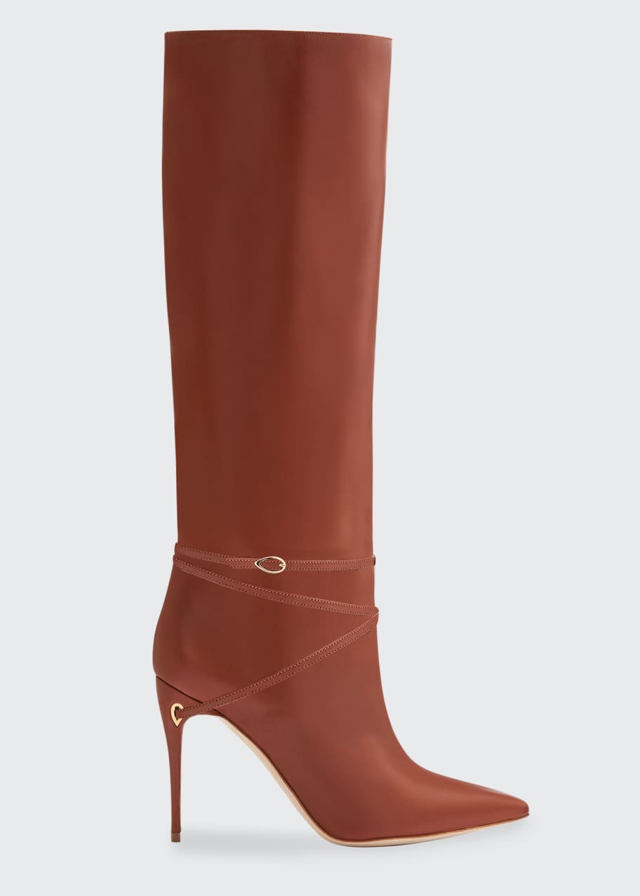 Image 1 of 1: Cece Napa Ankle-Wrap Stiletto Riding Boots