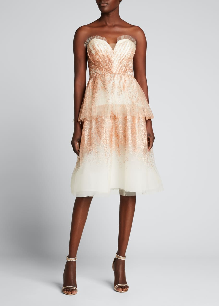 white christmas dresses Strapless Corded Midi Dress main image 0