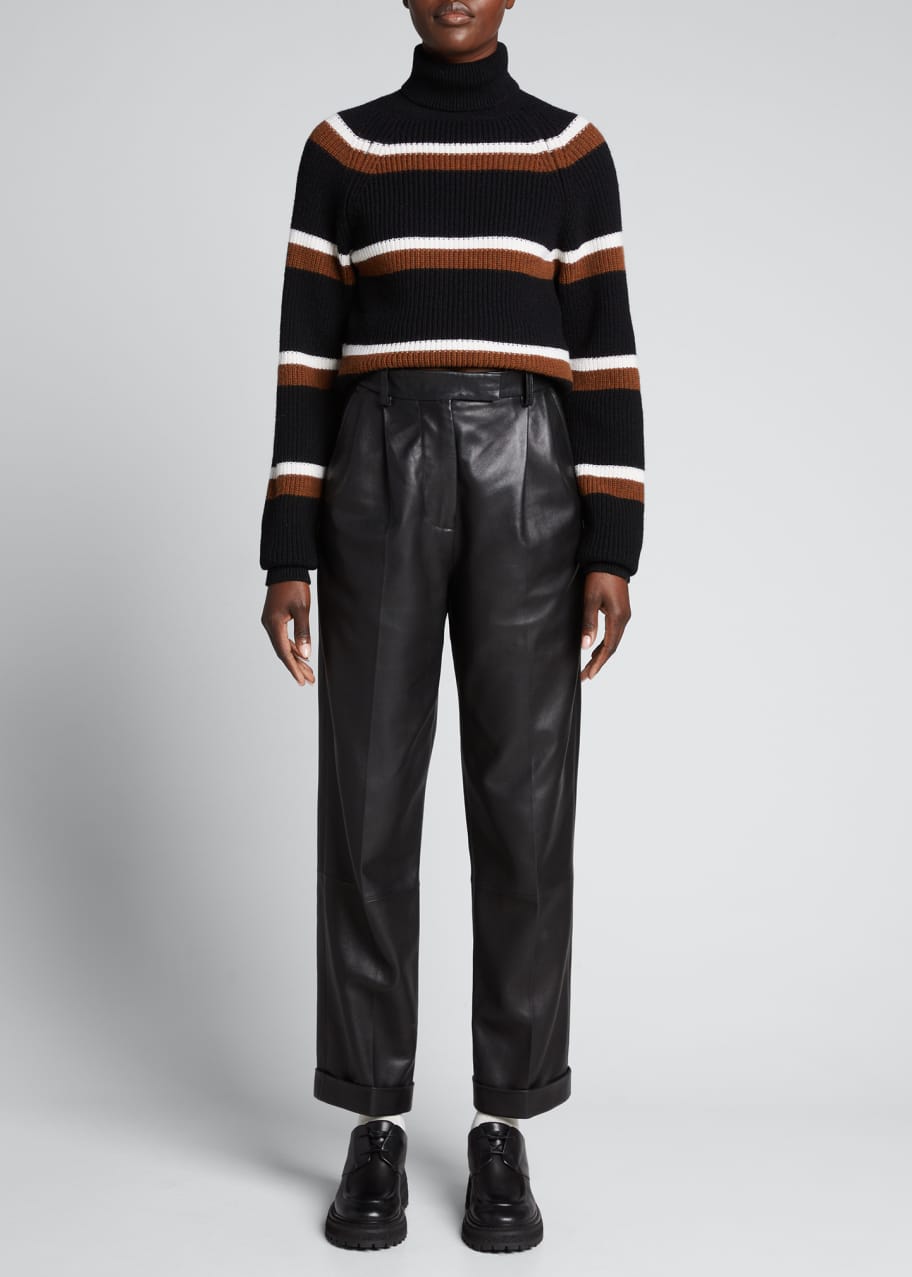 Marni Leather Pintuck Cuffed Pants - Bergdorf Goodman