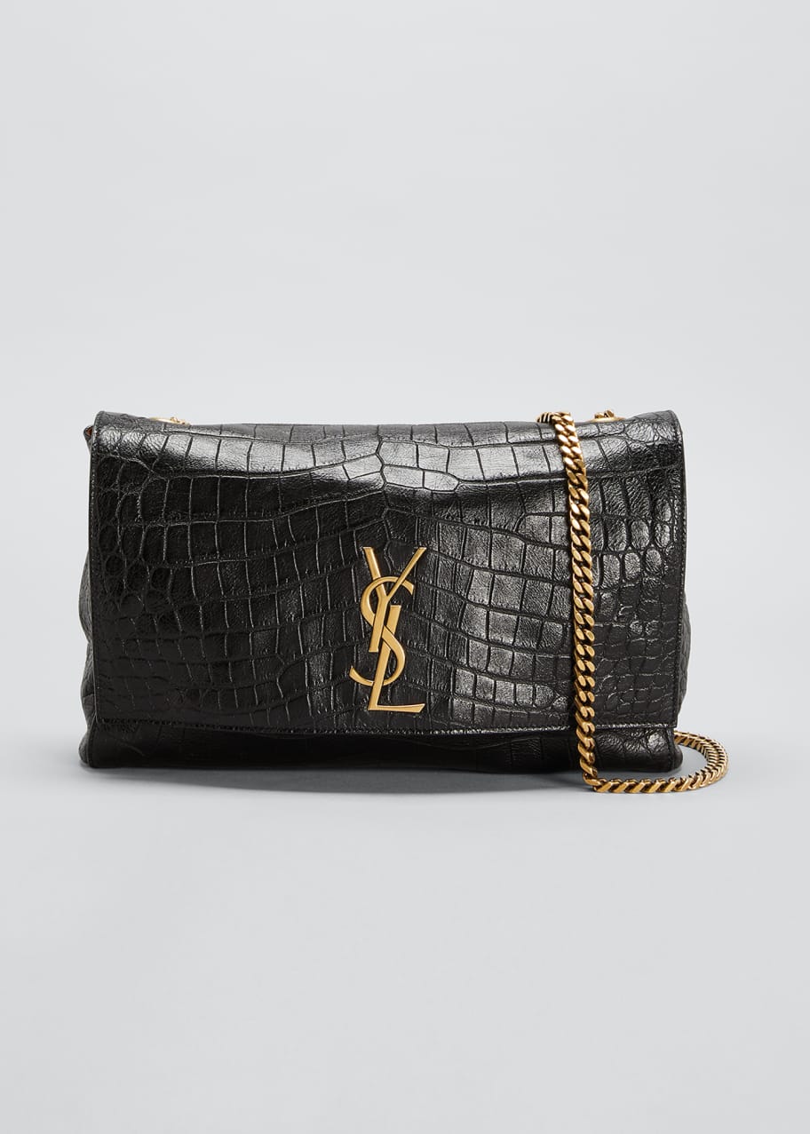 Saint Laurent Kate Medium Reversible Croc Embossed Crossbody Bag