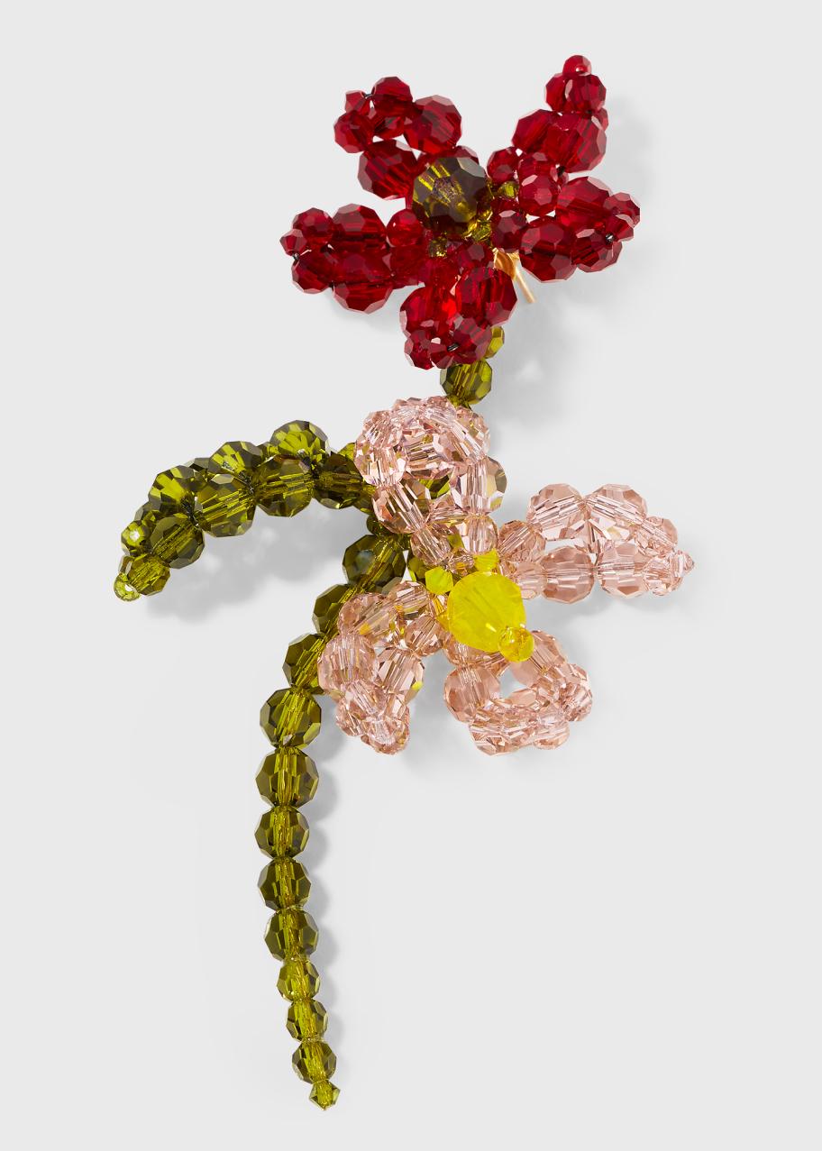 Simone Rocha Double Crystal Flower Drop Earring, Single - Bergdorf Goodman