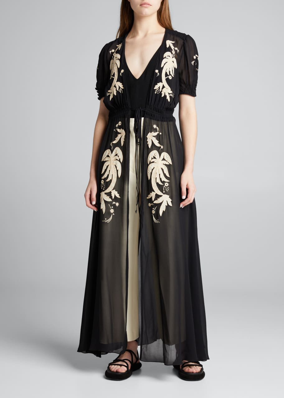 chinese dress ladies Lea Long Dress in Polka Dot Embroidered  SALONI