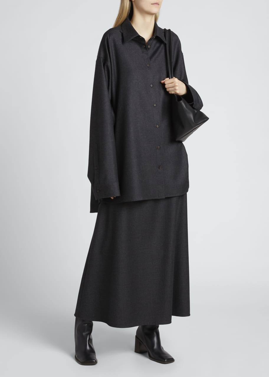 THE ROW Caroline Wide-Sleeve Wool Shirt - Bergdorf Goodman