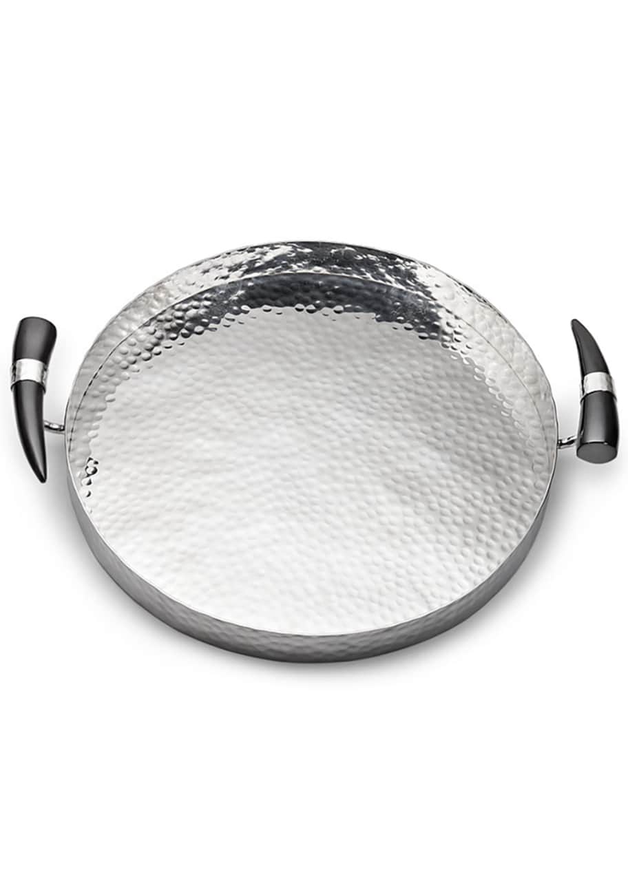 Image 1 of 1: Orion Round Tray with Horn Handles