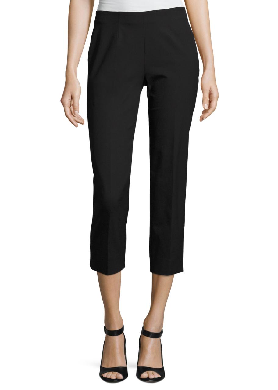 Piazza Sempione Audrey Stretch-Cotton Cropped Pants, Black