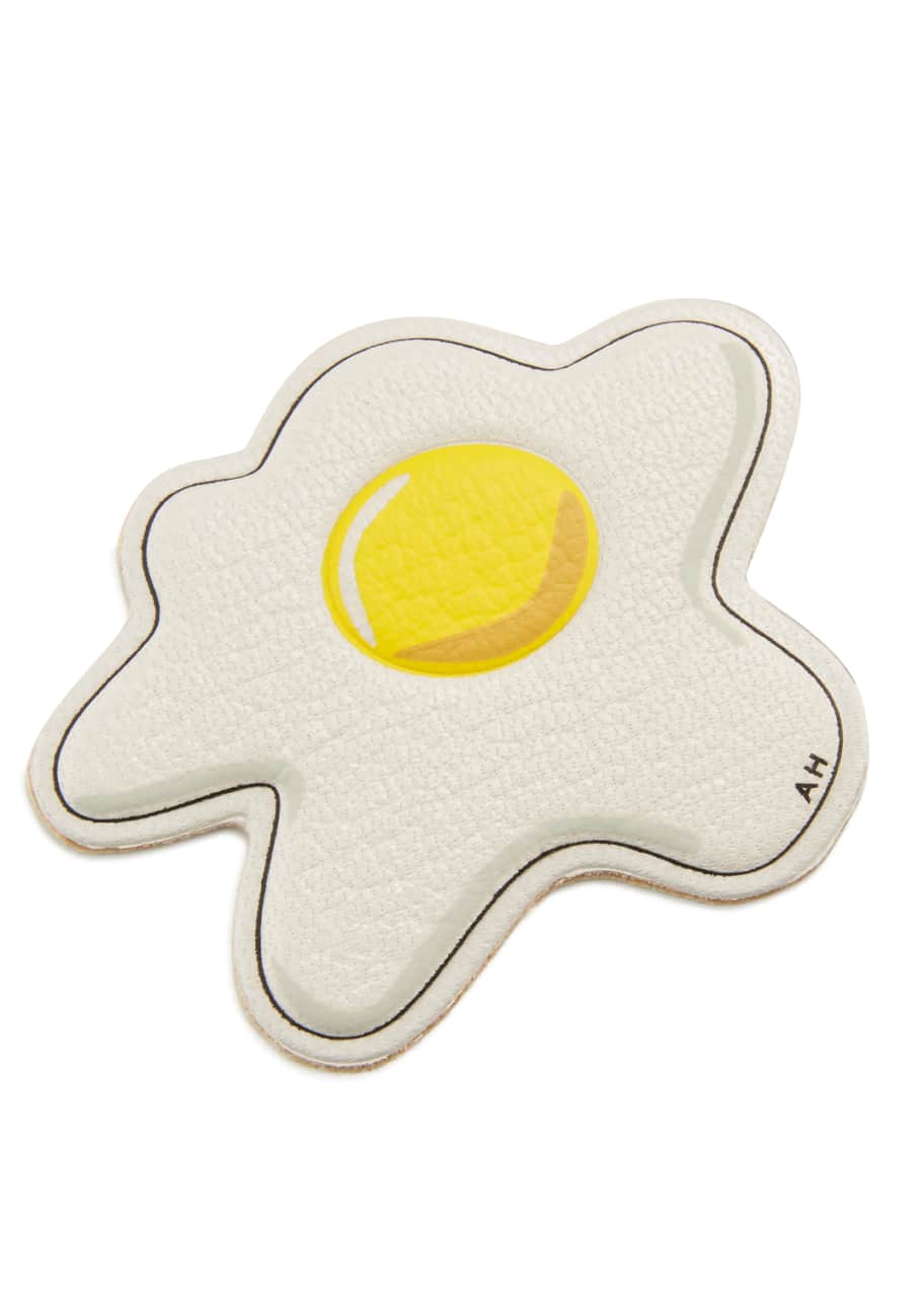 Anya Hindmarch Fried Egg Leather Sticker for Handbag Chalk Bergdorf Goodman