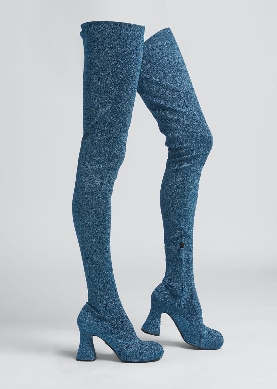 Stella McCartney Groove Shimmery ThighHigh Stretch Boots Bergdorf