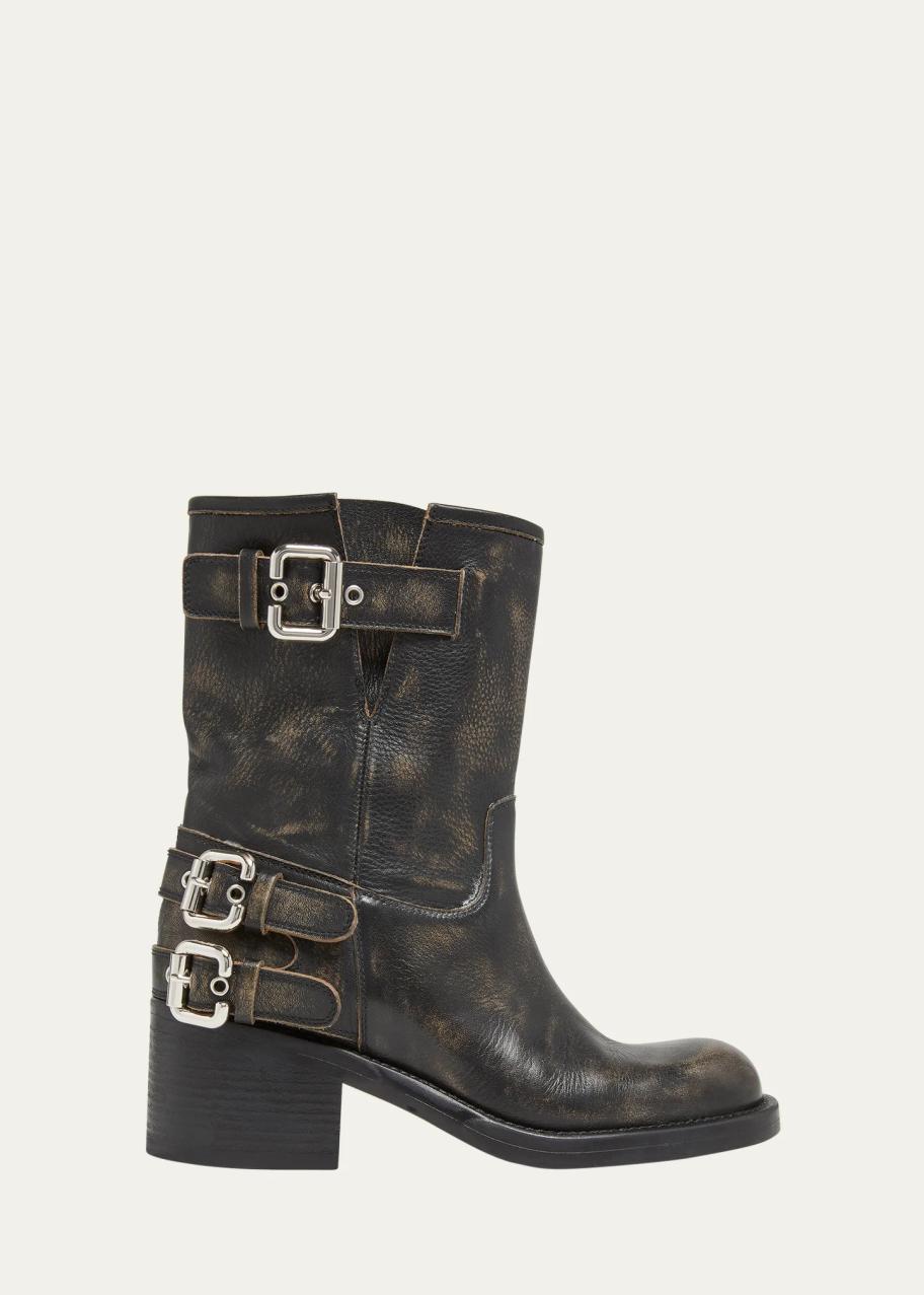Chloe Dakota Burnished Leather Moto Ankle Boots - Bergdorf Goodman