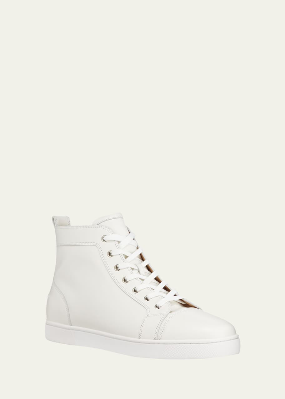 Christian Louboutin Men's Louis Leather High-top Sneakers In White
