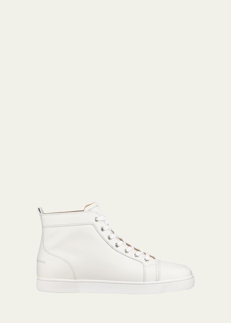 Christian Louboutin Men's Louis Leather High-top Sneakers In White