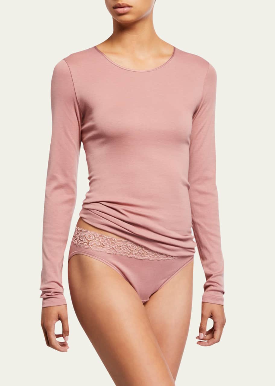 Image 1 of 1: Cotton Seamless Long-Sleeve Top