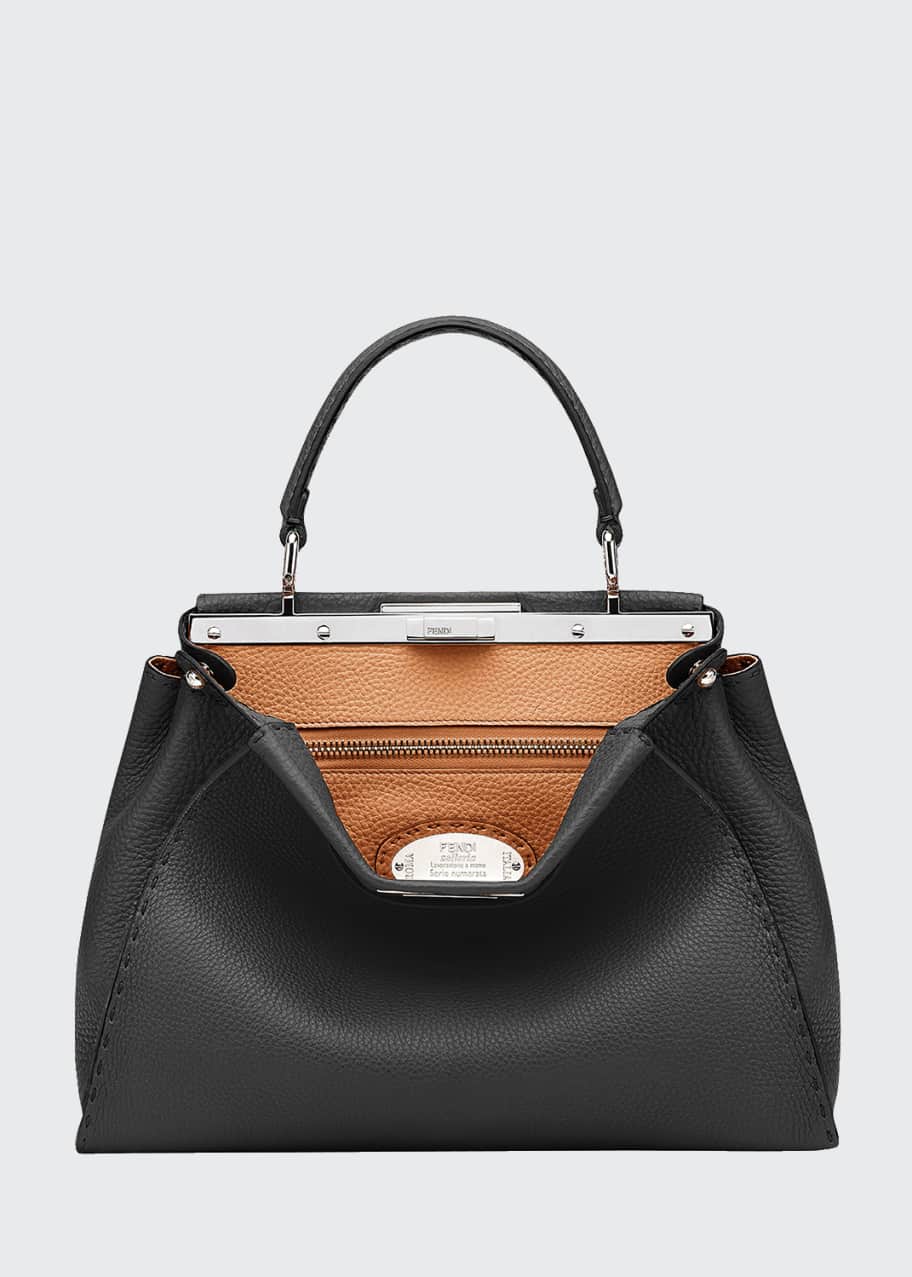 【関税&送料込】Fendi Medium Peakaboo I See U Bag Fendi Peekaboo Medium Leather Satchel Bag, Black - Bergdorf