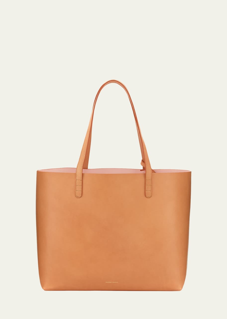 MANSUR GAVRIEL LARGE VEGETABLE-TANNED LEATHER TOTE » BLACK/FLAMMA