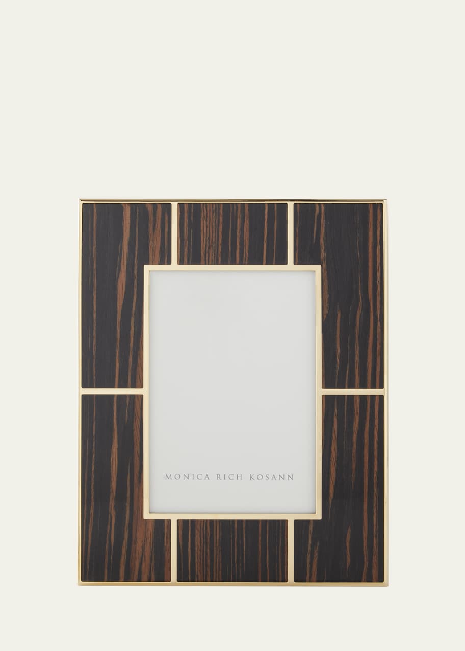 Image 1 of 1: Macassar 24K Gold-Plated Wooden Photo Frame, 5" x 7"
