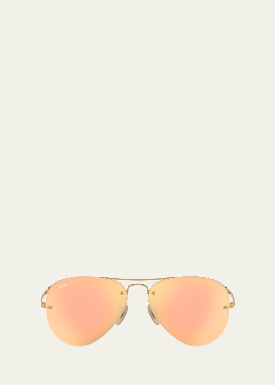 Ray-Ban Rimless Mirrored Iridescent Aviator Sunglasses, 59MM - Bergdorf ...
