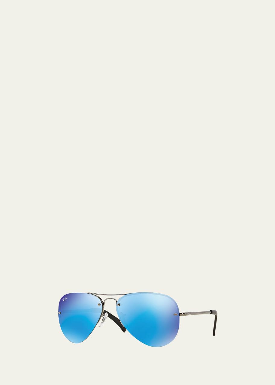 Ray-Ban Rimless Mirrored Iridescent Aviator Sunglasses, 59MM - Bergdorf ...