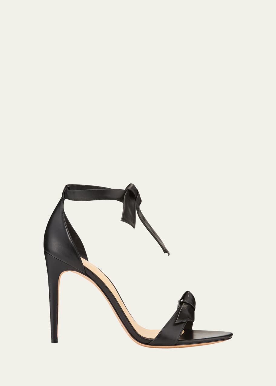 Image 1 of 1: Clarita Leather Ankle-Tie 100mm High-Heel Sandals, Black