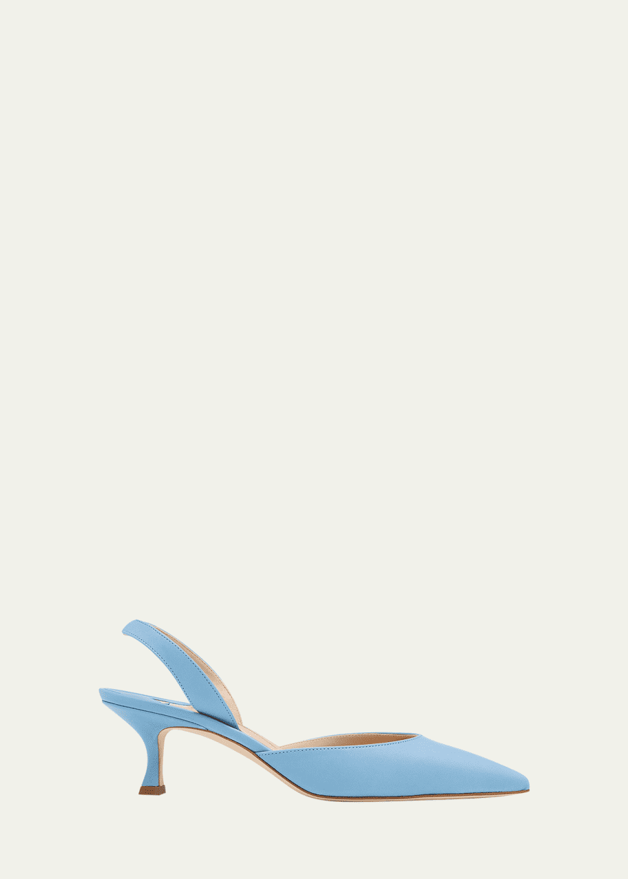 Image 1 of 1: Carolyne Leather Low-Heel Slingback Pump