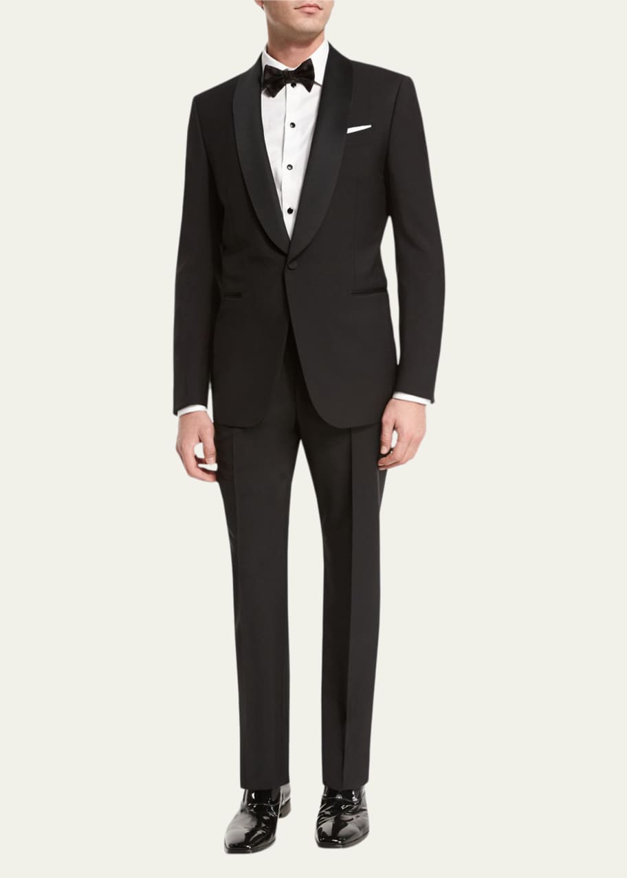 Image 1 of 1: Men's Satin Shawl-Collar Two-Piece Tuxedo Suit