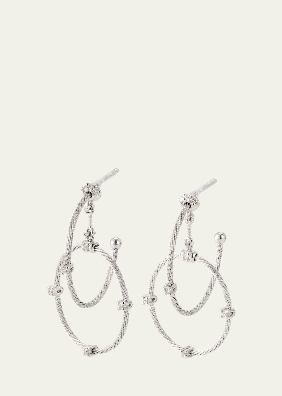 Image 1 of 1: 18K White Gold Diamond Link Earrings, 28mm