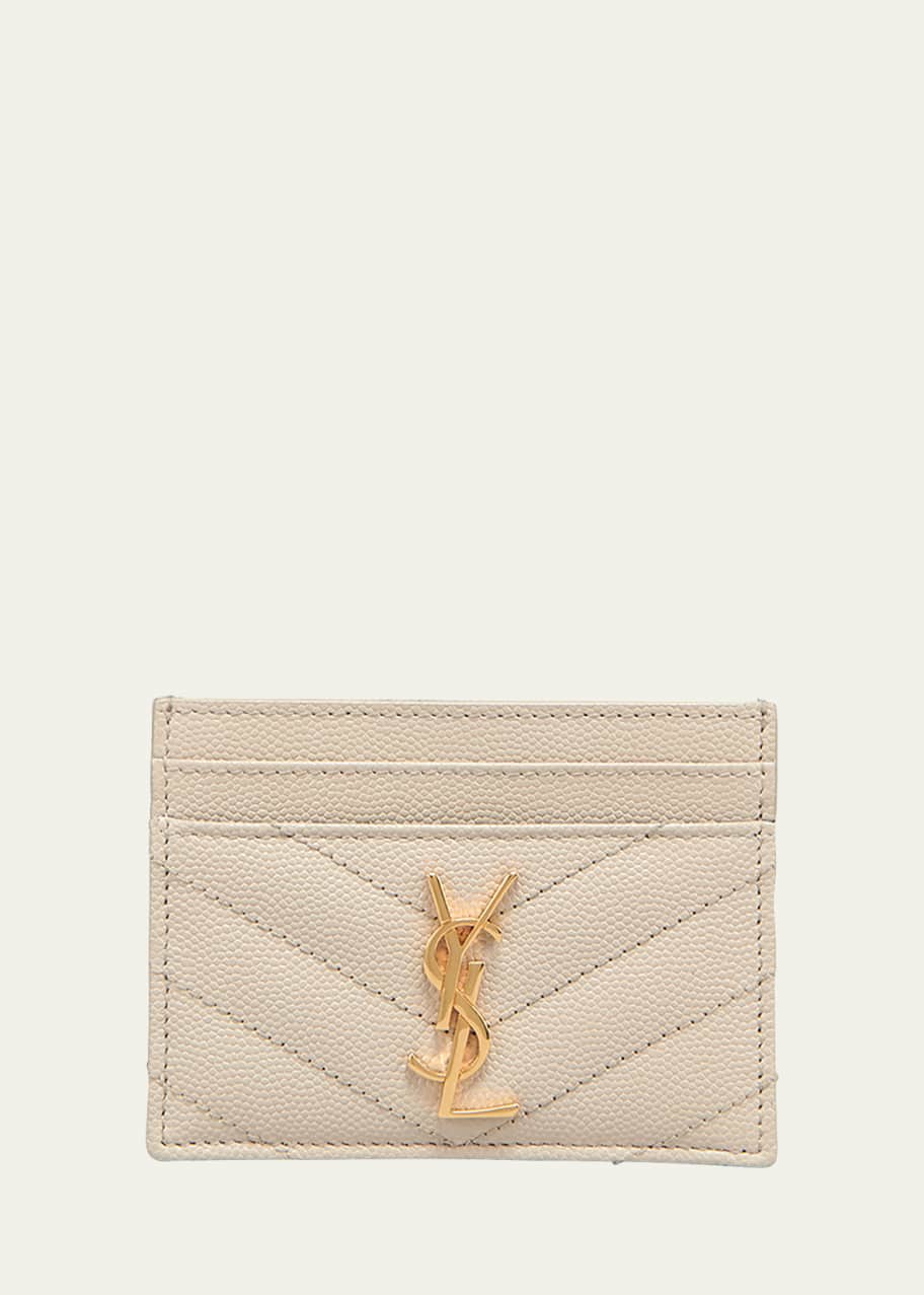 Image 1 of 1: YSL Monogram Card Case in Grained Leather