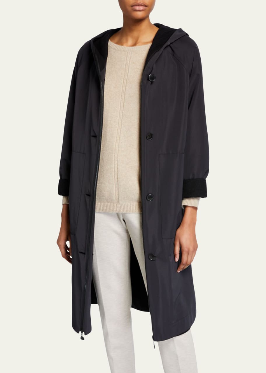 Akris 2-in-1 Hooded Button-Front Silk & Cashmere Jacket - Bergdorf Goodman