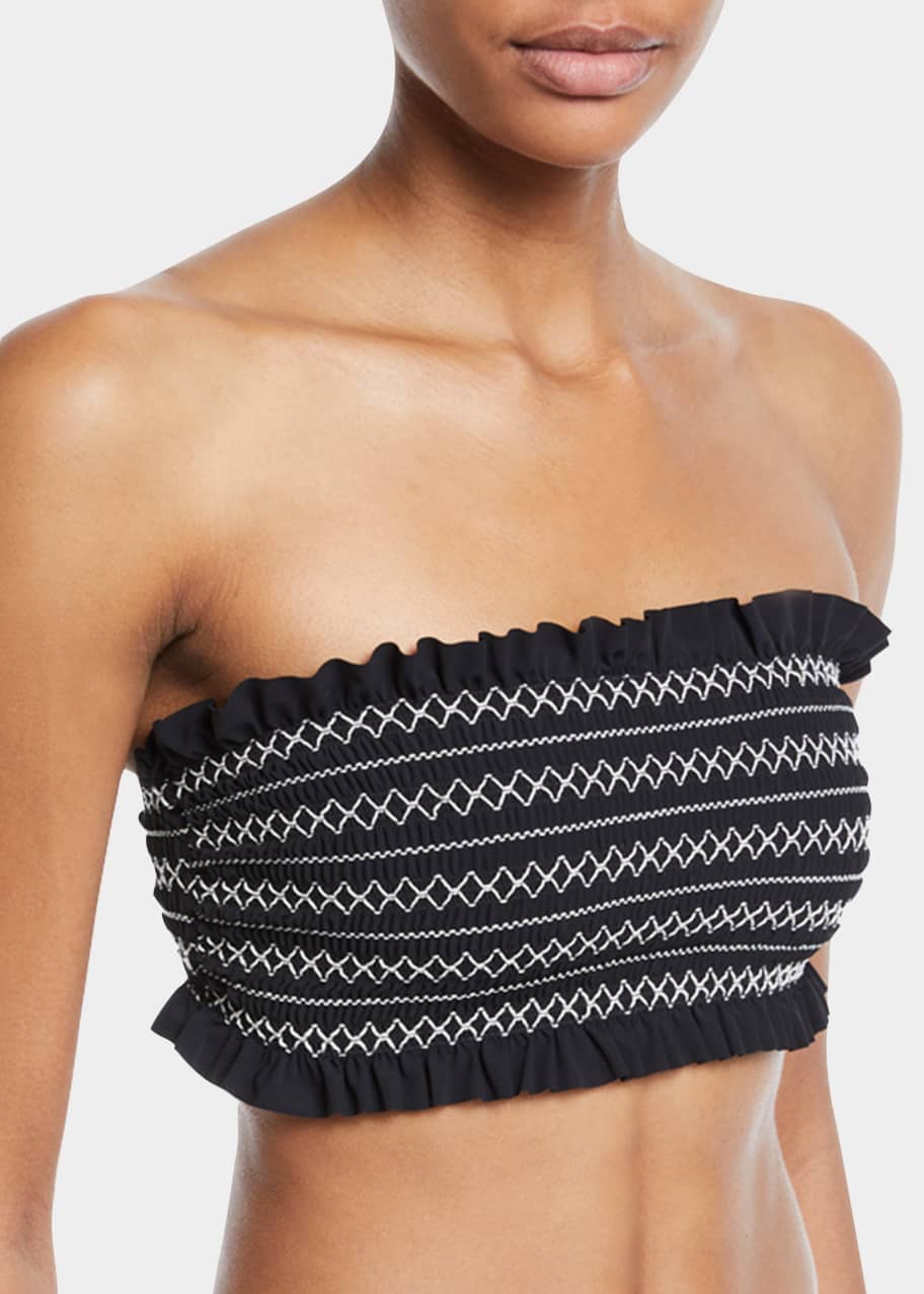 Image 1 of 1: Smocked Costa Bandeau Bikini Top