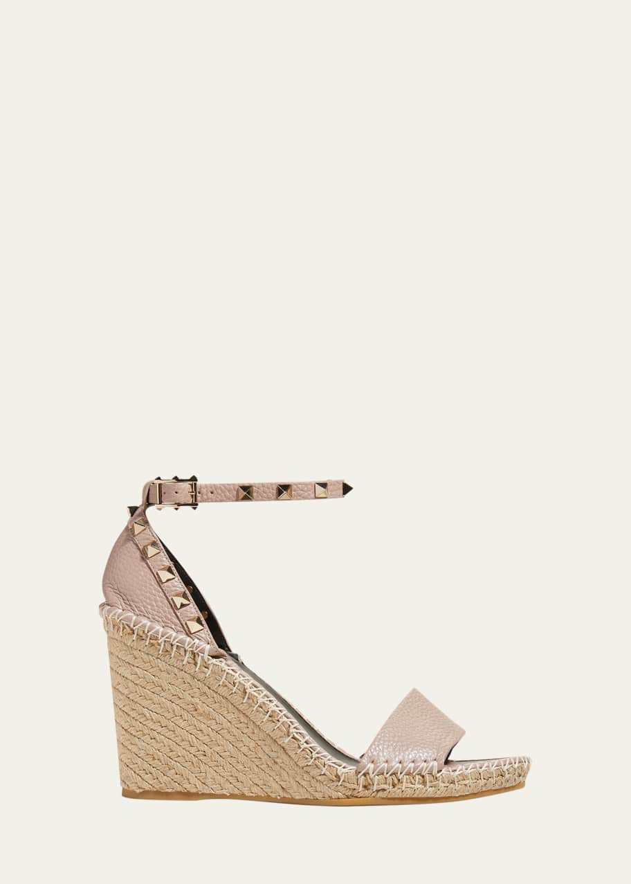 Valentino Garavani Rockstud Double Espadrille Wedge Sandals Bergdorf Goodman
