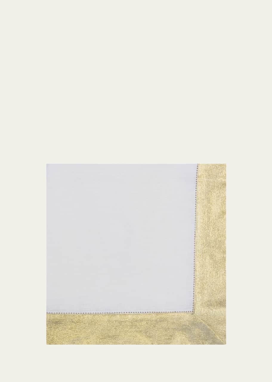 Image 1 of 1: Shimmer-Border Linen Napkin, Gold