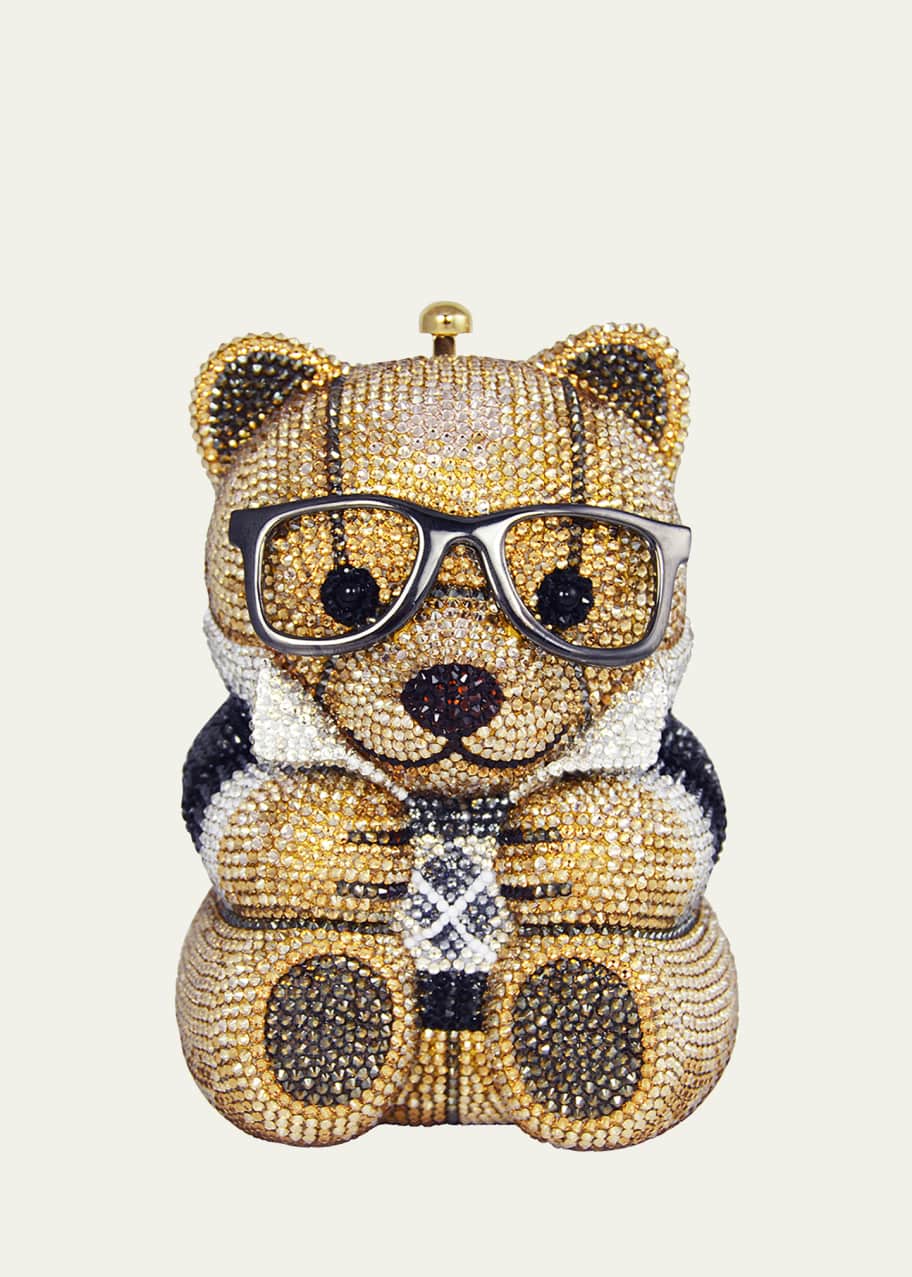 Spencer Teddy Bear Evening Clutch Bag Brown Gold