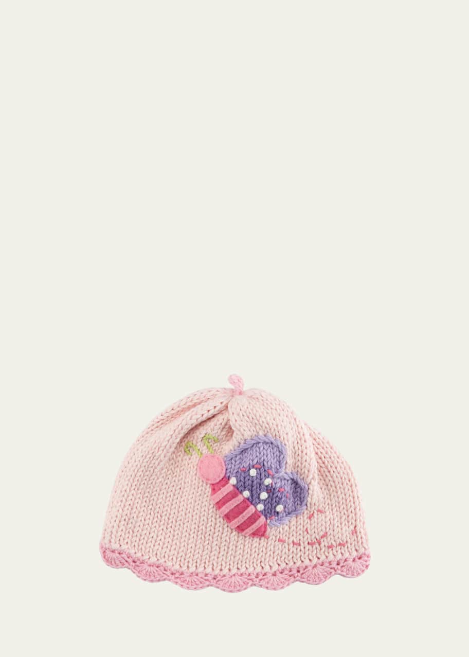Image 1 of 1: Butterfly Knit Baby Hat, Pink